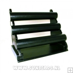 Armband standaard, liggend, PU leer, zwart, 3 rollen Armband standaard, liggend, PU leer, zwart, 3 rollen