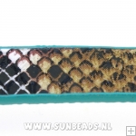 Plat pu leer snake print (groen/zilver/zwart)