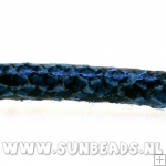 Pu leer stitched cord 5mm 3 mtr (blauw snake)