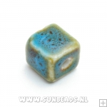 Keramiek kraal blokje (turquoise)