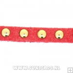 Suede veter met studs 6mm (koraal)