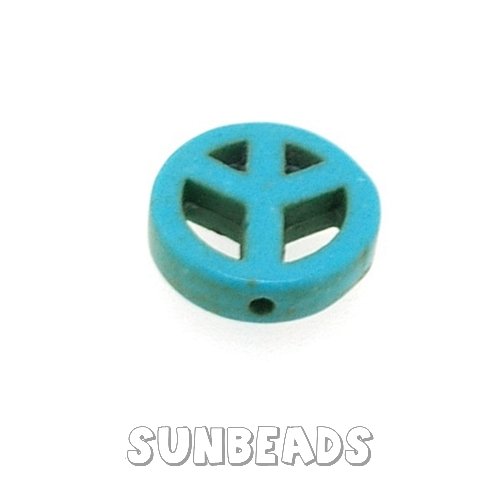 Turquoise kraal peaceteken 10mm (turquoise) - Klik op de afbeelding om het venster te sluiten