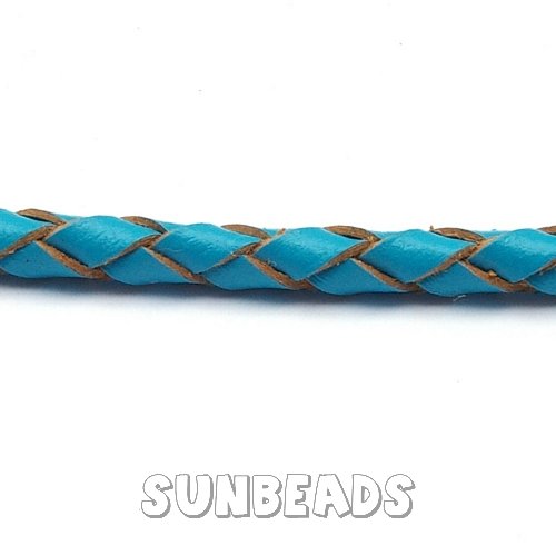 Gevlochten leerveter 5mm, 3mtr (turquoise) - Klik op de afbeelding om het venster te sluiten