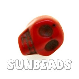 Turquoise kraal skull 14mm (rood) - Klik op de afbeelding om het venster te sluiten