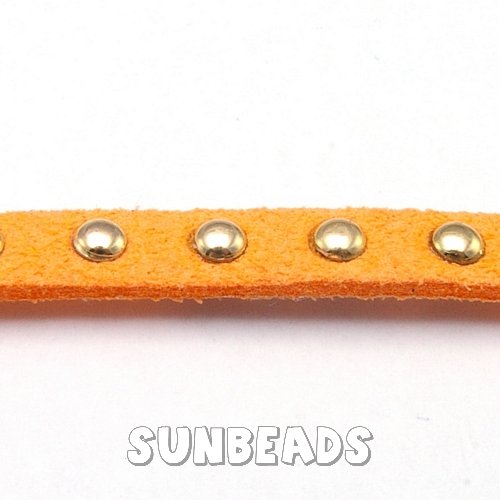 Suede veter met studs 6mm (oranje) - Klik op de afbeelding om het venster te sluiten