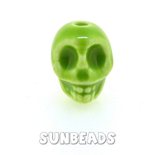 Keramiek kraal skull (groen) - Klik op de afbeelding om het venster te sluiten