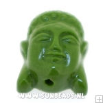 Resin kraal buddha 28mm (legergroen)