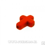 Turquoise kraal kruis 15mm (oranje)