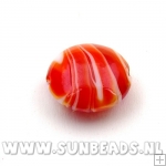 Glaskraal rond plat swirl (rood)