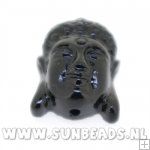 Resin kraal buddha 24mm (zwart)