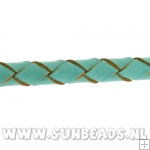 Gevlochten leerveter 5mm, 3mtr (turquoise)