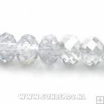 Facet kraal donut 6x4mm (zilver/crystal)