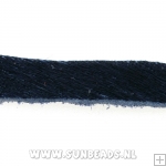 Plat leer met bontje (donkerblauw)