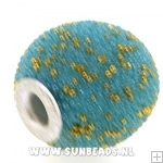 Kashmiri kraal rond (turquoise met gouden spikkels)