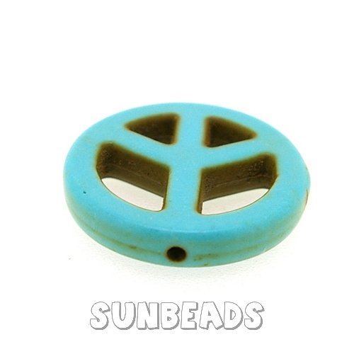 Turquoise kraal peaceteken 20mm (turquoise) - Klik op de afbeelding om het venster te sluiten