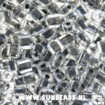 Rocailles 4mm vierkant (transparant met binnenin zwart)