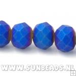 Facet kraal donut 6x4mm (mat koningsblauw)