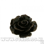 Acryl kraal roosje 18mm zwart