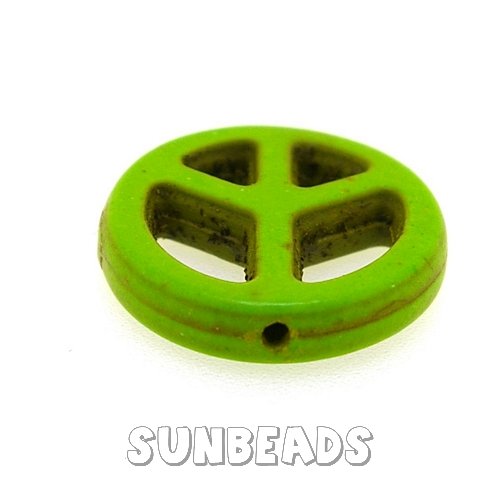 Turquoise kraal peaceteken 20mm (groen) - Klik op de afbeelding om het venster te sluiten