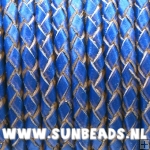 Gevlochten leerveter 4mm, 3mtr (donkerblauw)