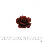 Acryl kraal roosje 10mm donkerbruin