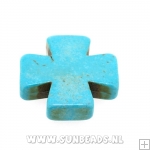 Turquoise kraal kruis 24mm (turquoise)