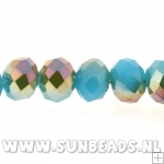 Facet kraal donut 6x4mm (turquoise/goud)