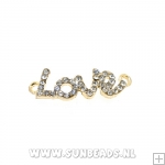 Metalen tussenstuk love met glitter (goud)