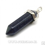 Halfedelsteen hanger met luxe kapje (blue goldstone)