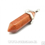 Halfedelsteen hanger met luxe kapje (goldstone)