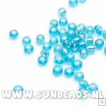 Rocailles 3mm turquoise met zilverfoil