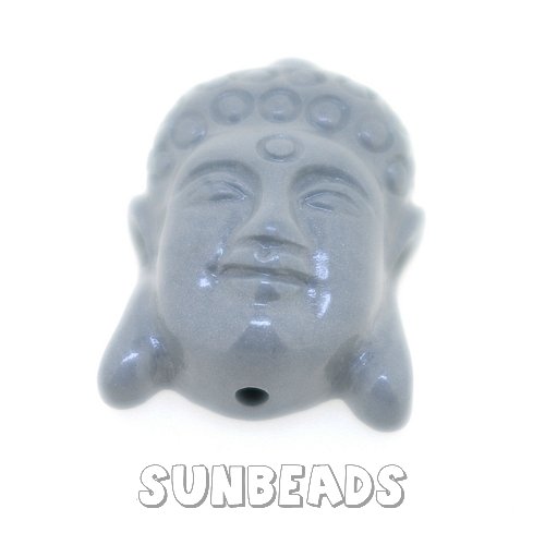 Resin kraal buddha 24mm (grijs) - Klik op de afbeelding om het venster te sluiten