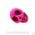 Turquoise kraal skull 14mm (roze)