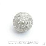 Metalen kraal rond 12mm (zilver met streep)