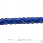 Gevlochten leerveter 3mm, 3mtr (donkerblauw)