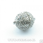 Magneetslot bol met strass 10mm (zilver)