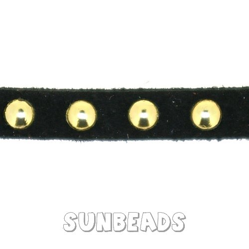 Suede veter met studs 6mm (bruin) - Klik op de afbeelding om het venster te sluiten