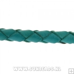 Gevlochten leerveter 4mm, 3mtr (petrol)