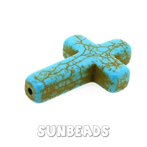 Turquoise kraal kruis 30mm (turquoise) - Klik op de afbeelding om het venster te sluiten