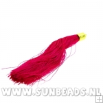 Kwastje satijndraad 90mm fuchsia met gouden kapje