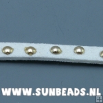 Suede veter met studs 6mm (wit)