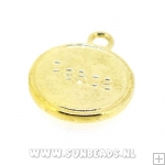 Metalen bedel rond peace (goud)