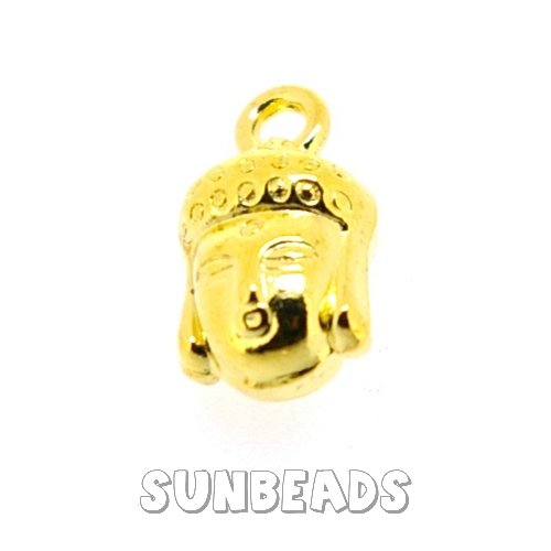Metalen bedel buddha kop (goud) - Klik op de afbeelding om het venster te sluiten