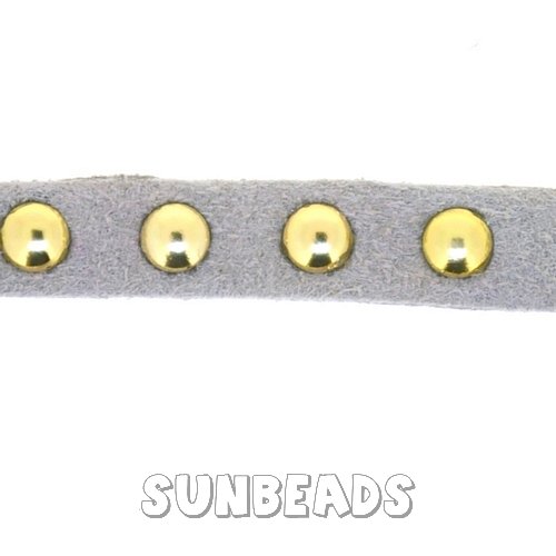 Suede veter met studs 6mm (lichtgrijs) - Klik op de afbeelding om het venster te sluiten