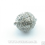 Magneetslot bol met strass 14mm (zilver)