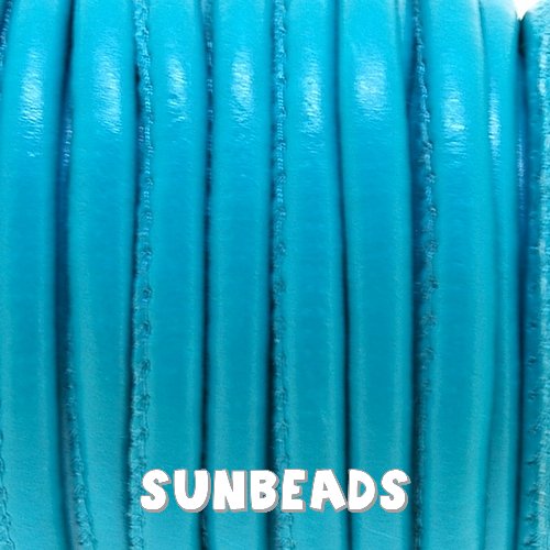 Pu leer stitched cord 5mm 3 mtr (turquoise) - Klik op de afbeelding om het venster te sluiten