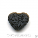 Lava kraal hart 20mm (zwart)