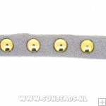 Suede veter met studs 6mm (lichtgrijs)