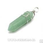 Halfedelsteen hanger met draad kapje (jade)