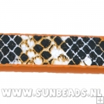 Plat pu leer snake print (bruin/oranje/zwart)